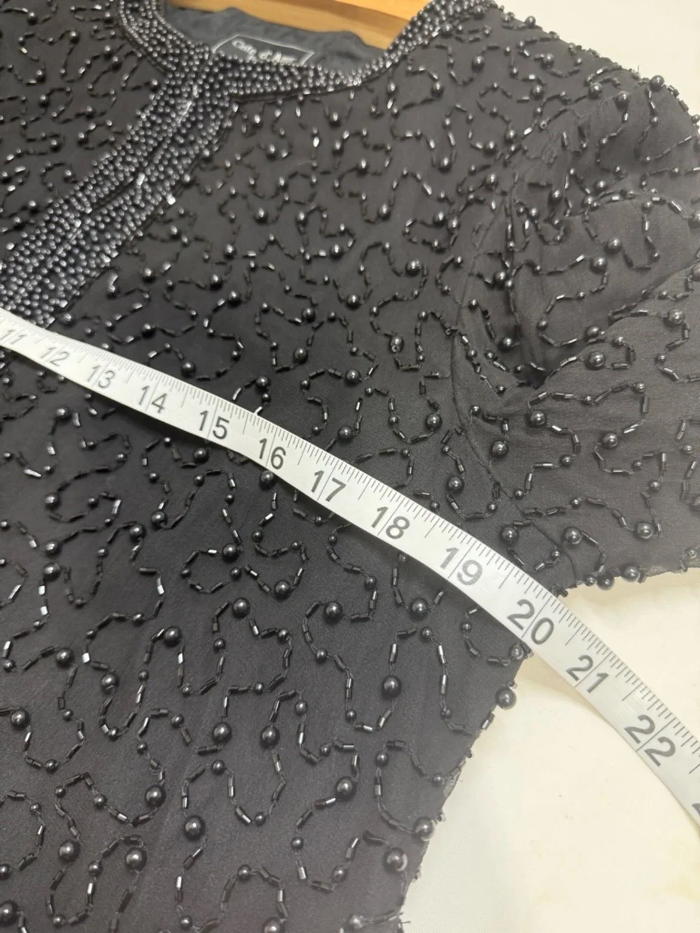 COTE D’AZUR EVENING BEADED SILK EVENING JACKET BLACK LARGE - Picture 13 of 14